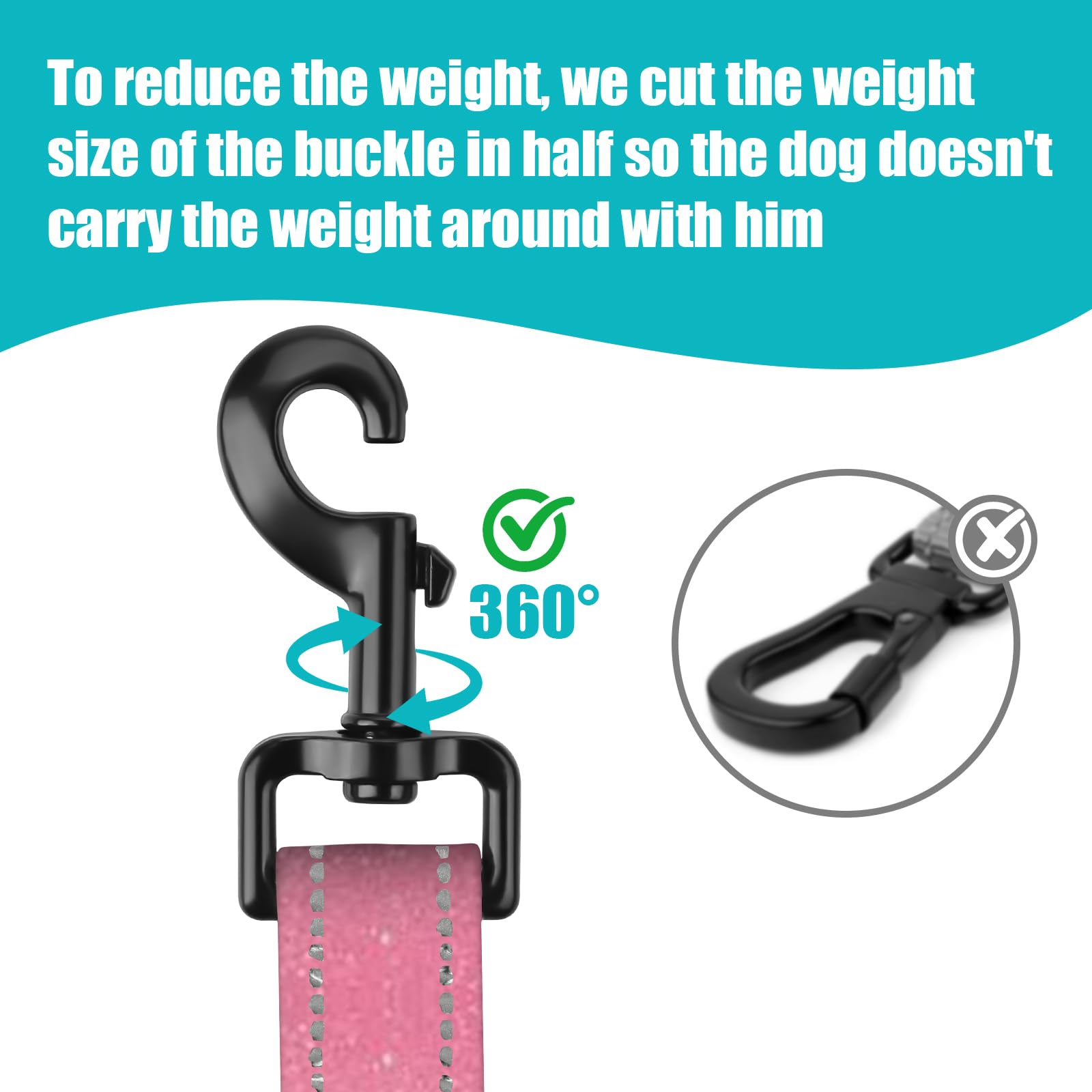 Short Dog Leash With Reflective Nylon Padded Handle - Perfect For Training And Control Of Large And Medium Sized Dogs. (Cool Pin