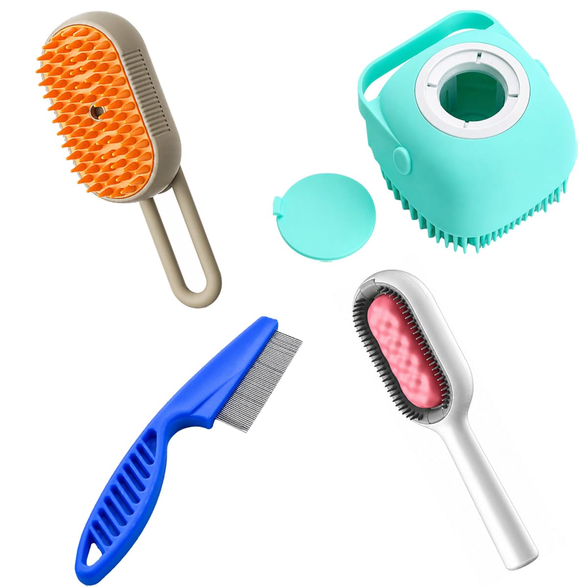 Professional Dog Cat Grooming Kit Hair Removal Bath Brush Flea Comb