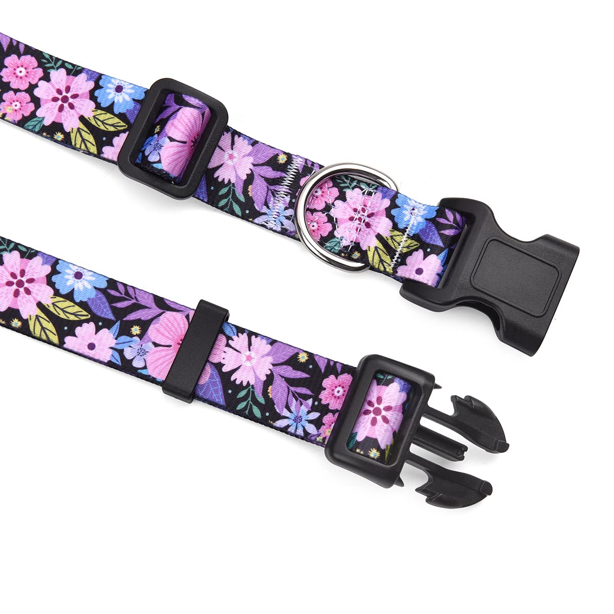 Mihqy Dog Collar And Leash Set With Bohemia Floral Tribal Geometric Patterns - Soft Ethnic Style Collar Adjustable For Small Medium Large Dogs(Pink Floral Set,Xs)