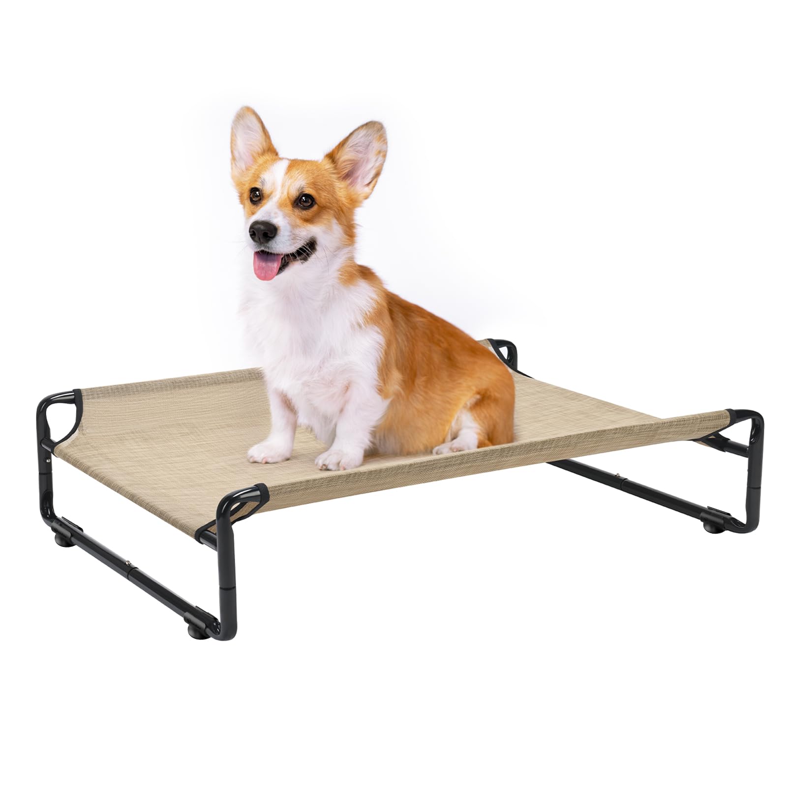 Veehoo Original Outdoor Elevated Dog Bed, Cooling Raised Dog Cot For Medium Dogs, Portable Standing Pet Hammock Platform With Wa