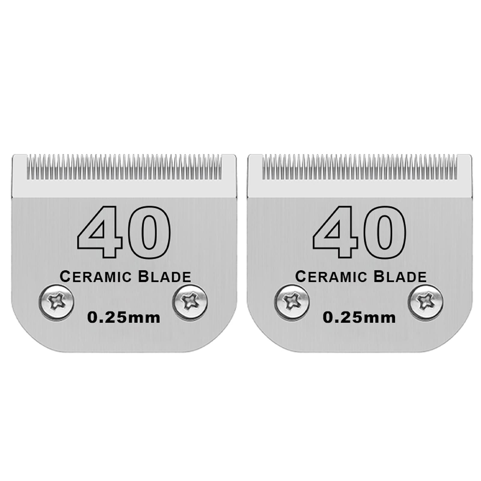 Dodaer 2 Pack Detachable Pet Dog Grooming Clipper Ceramic Blade,Compatible With Andis Size 40 Cut Length 1/100''(0.25Mm),Compati