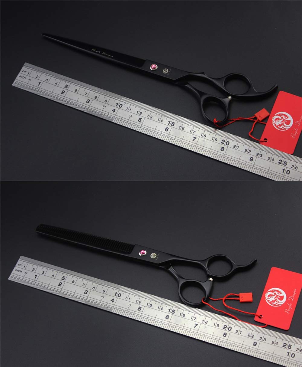 Purple Dragon 8 Inch Professional Pet Grooming Scissors Sets Dog Grooming Shear 1 Pc Straiht & 1 Pcthinning & 2 Pcs Curved Sciss