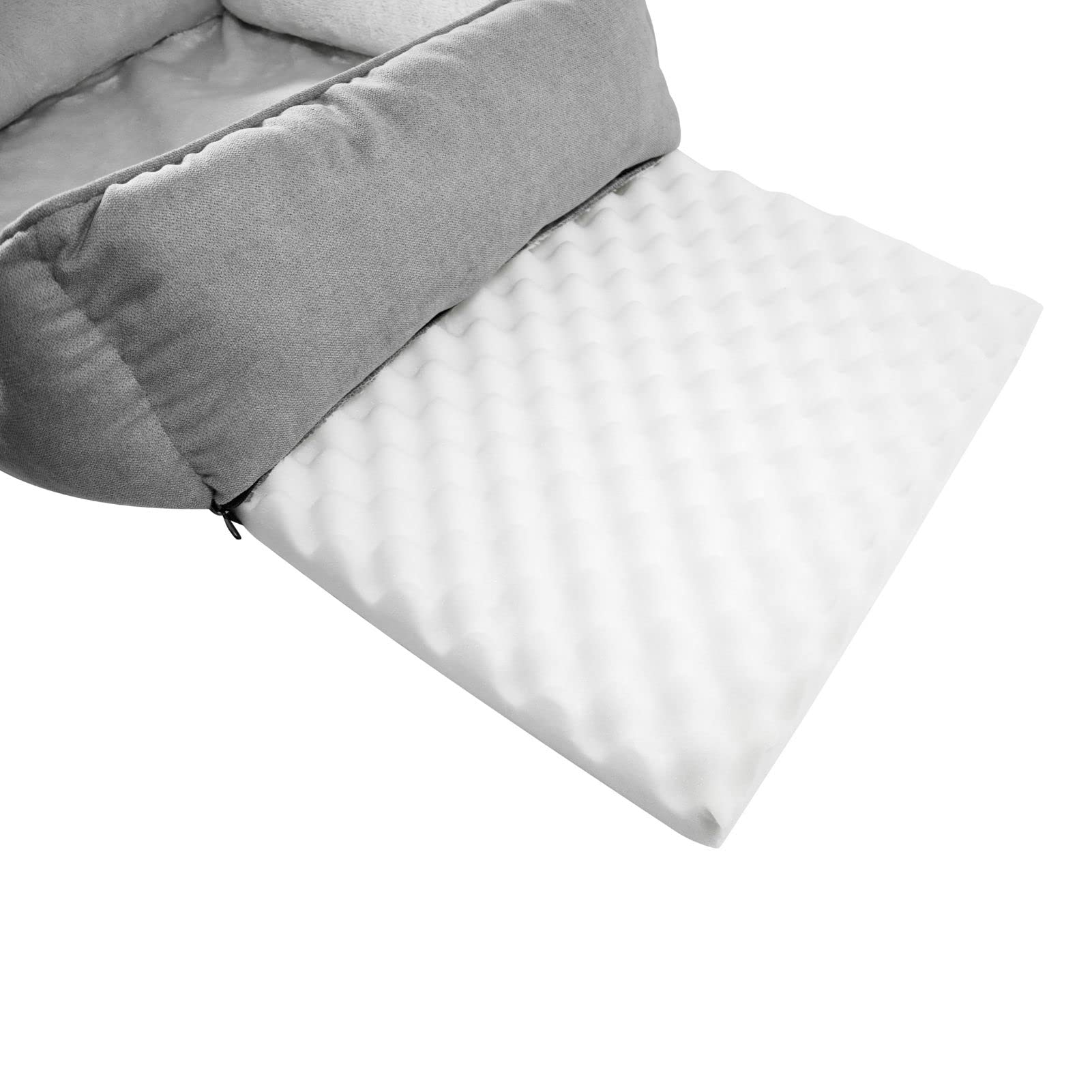 Long Rich Rectangle Bolster Pet Bed, Dog Bed Medium Size, Gray With, 25X21X8 Inch (Pack Of 1) (Hct-Rec-005)