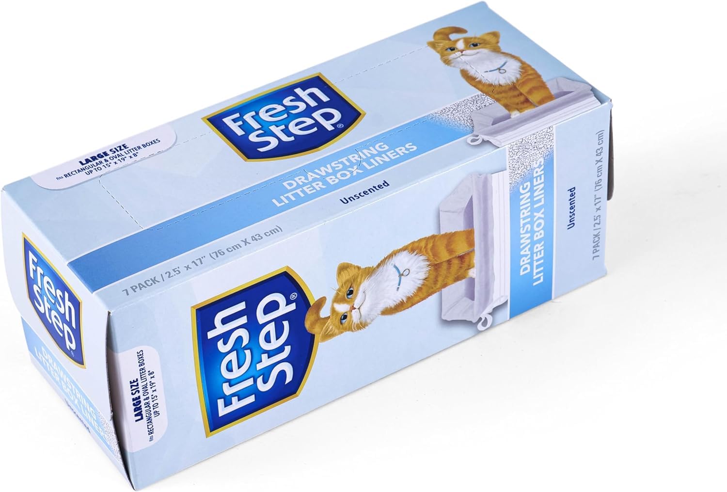 Fresh Step Drawstring Cat Litter Box Liners, Unscented, Size Large, 30' X 17' | Kitty Litter Bags - 7 Count - 36 Pack, Cat Litter Liners For All Cats To Keep Your Home Clean