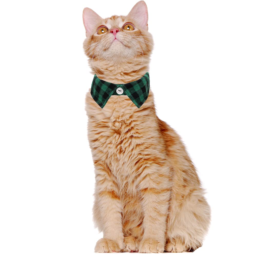 2 Pack/Set Christmas Cat Collar Breakaway With Cute Bow Tie And Bell Plaid For Kitty Adjustable Safety