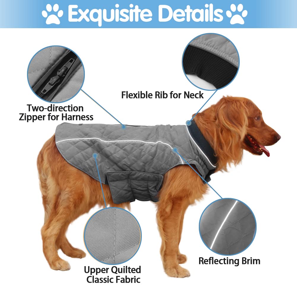 Emust Winter Dog Coats - Windproof Warm Dog Jacket For Cold Weather, 7 Sizes, 13 Colors (X-Small(Pack Of 1), Grey)