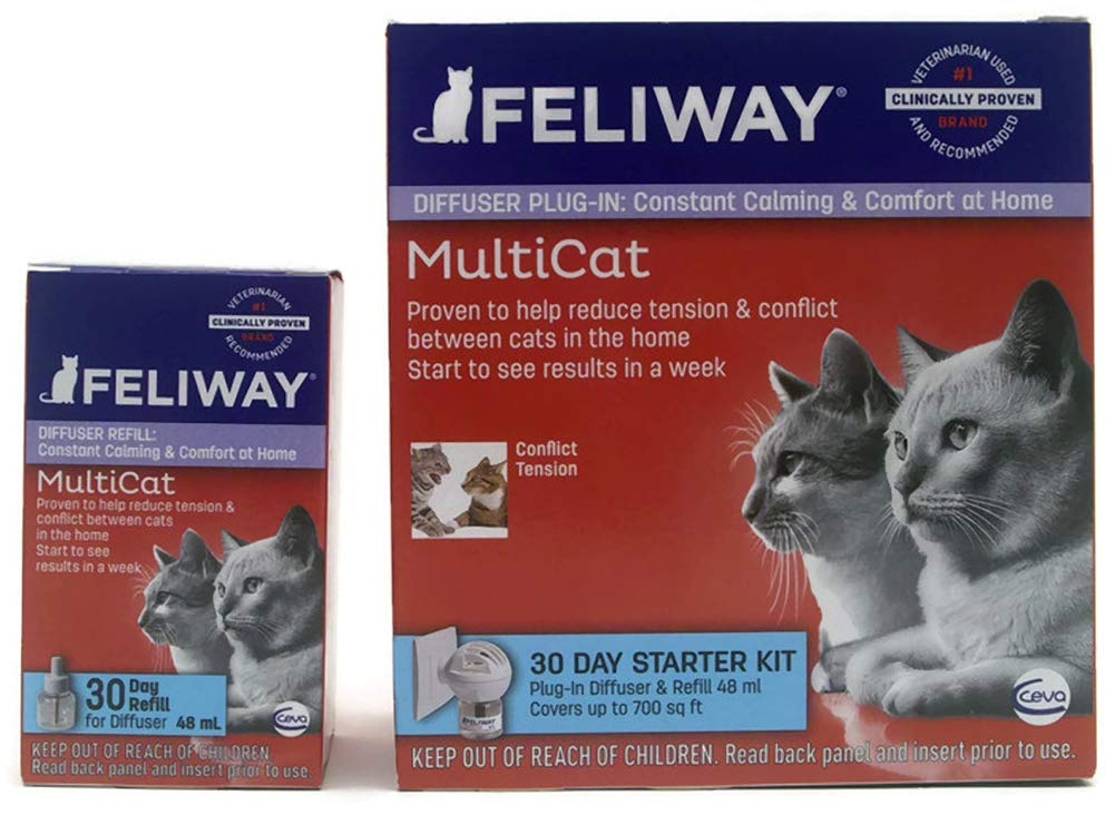 Feliway Multicat Pheremone Diffuser & 2 Refills Cat Calming Product 60 Day Supply Bundle