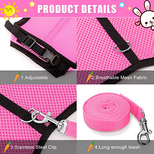 SATINIOR 2 Pieces Bunny Rabbit Harness with Leash Cute Adjustable Buckle Breathable Mesh Vest for Kitten Puppy Small Pets Animal