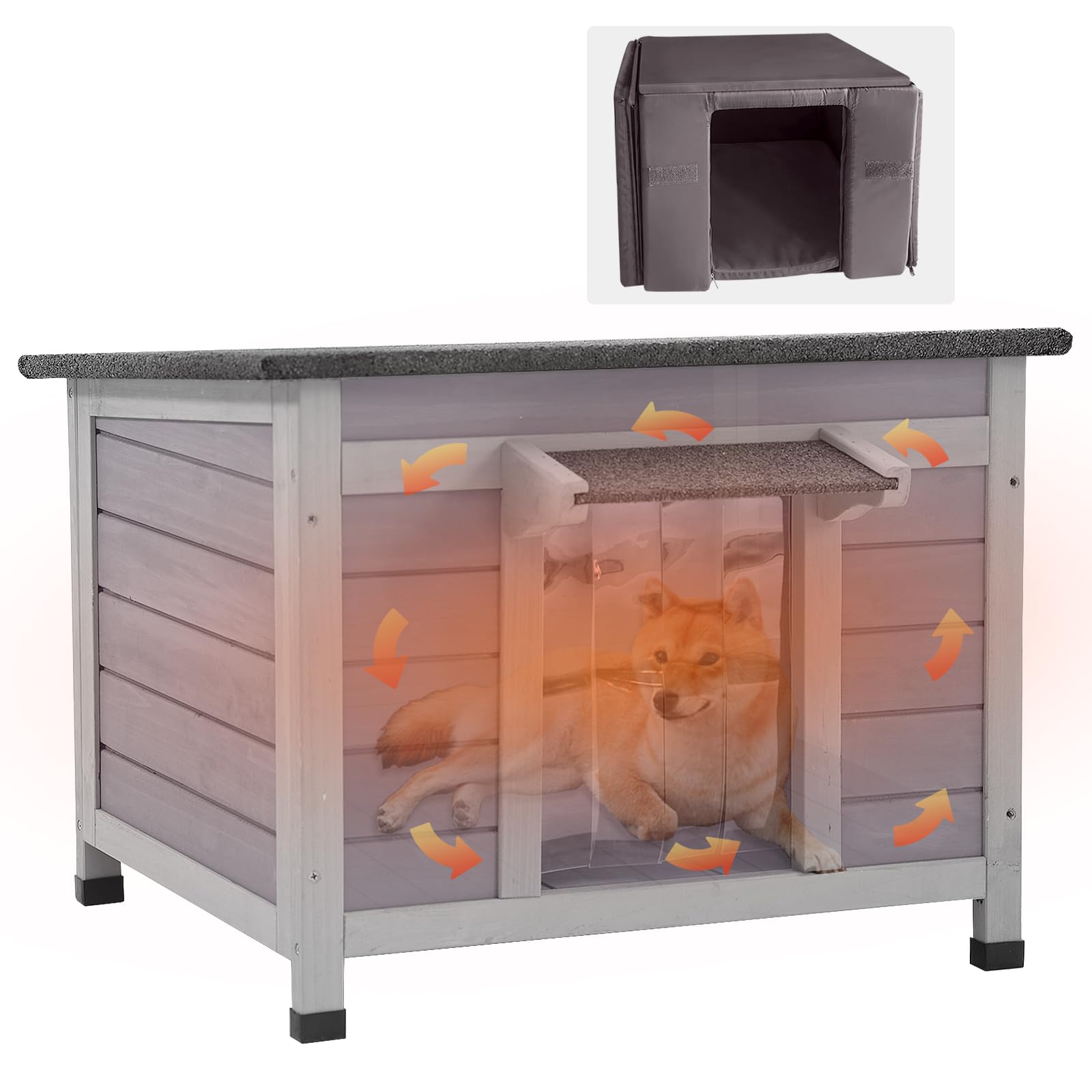 Dog House Insulated For Small Dogs Outdoor Cat House Feral Cat Sheleter With Thermal Liner