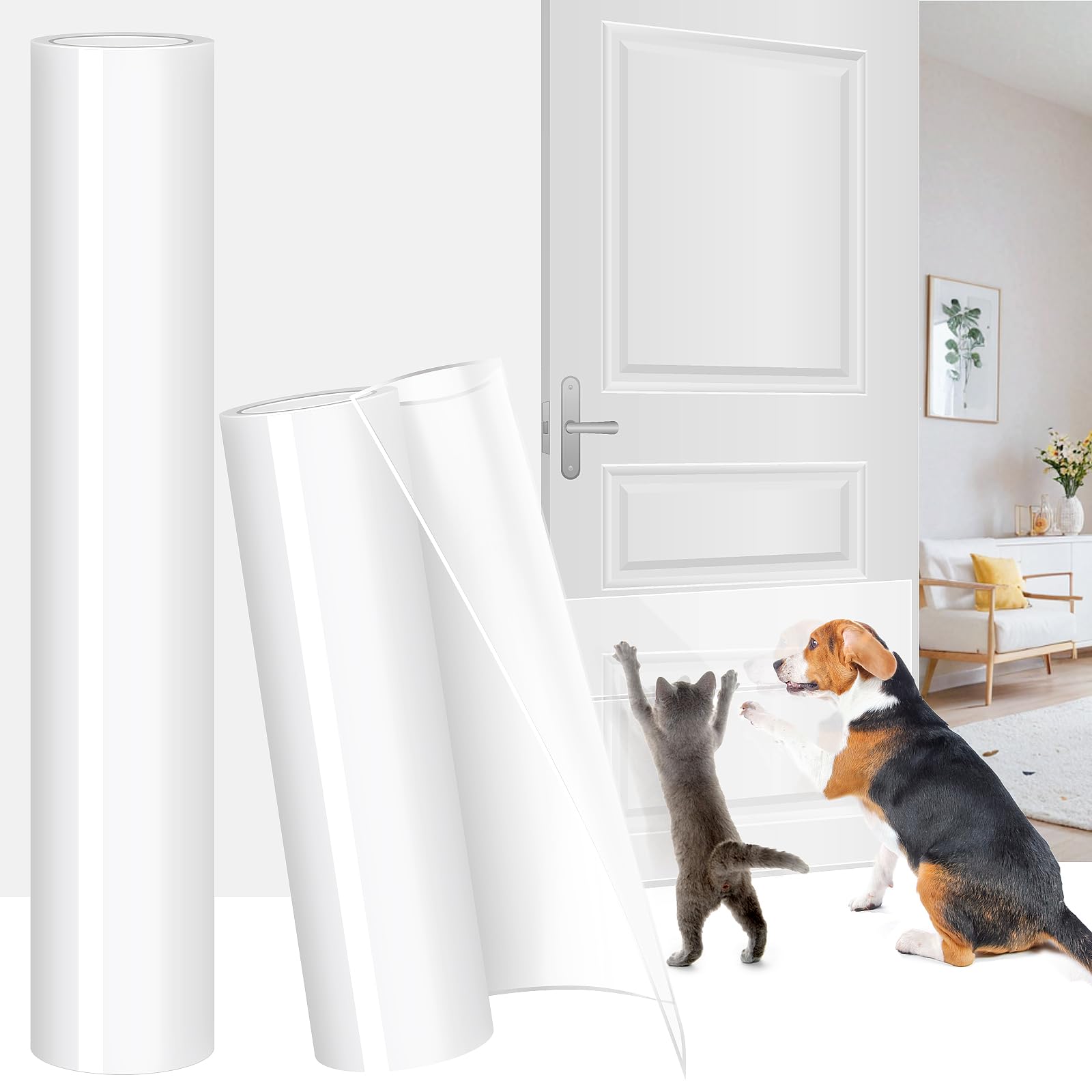 2Rolls Anti Cat Scratch Furniture Protector, Couch Protector From Cat Claws - Heavy-Duty, Easy-To-Apply Scratching Deterrent And