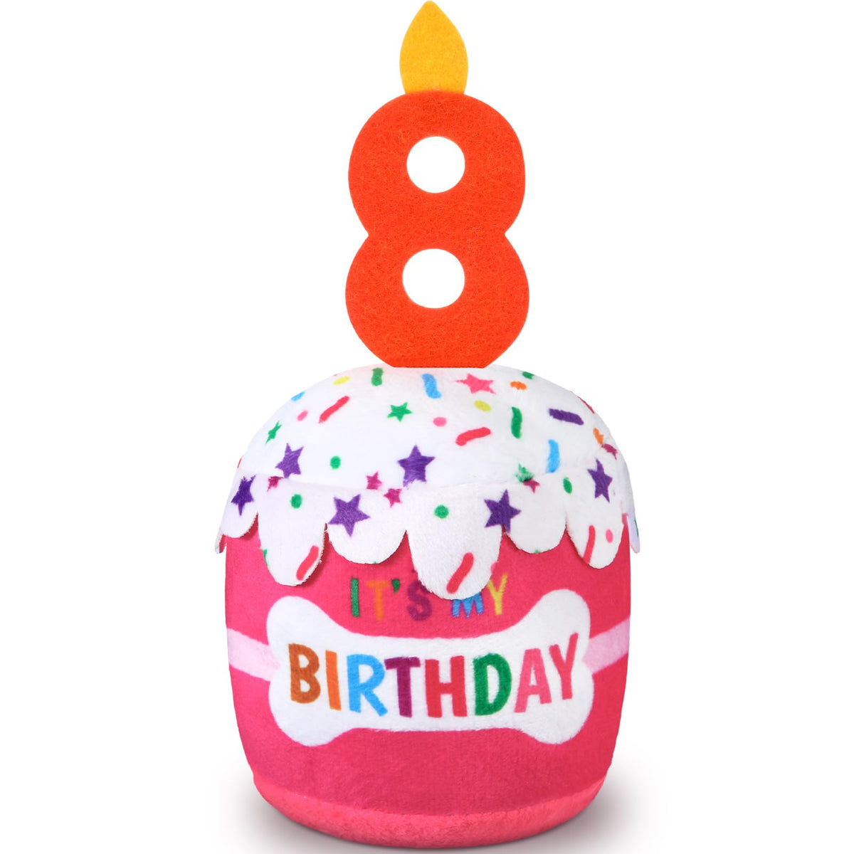 Dansydaisy Dog 8Th Birthday Cake Toy Accessories For Girl Boy Gifts, Pink Squeaky Plush Toy For Dog Birthday Party Decor Favor F