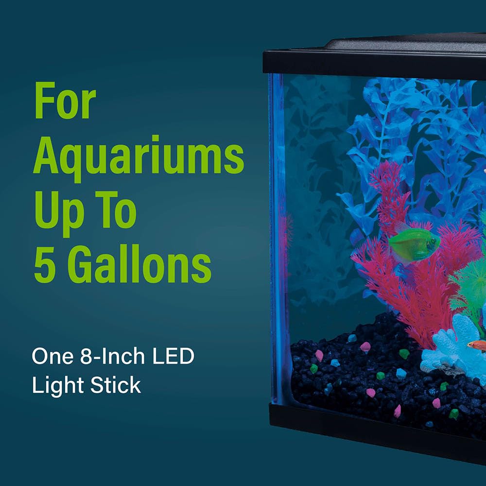 GloFish 8 Inch LED Light Stick - White, Blue and, Magenta Aquarium Lights - Tank Sizes Up to 5 Gallons