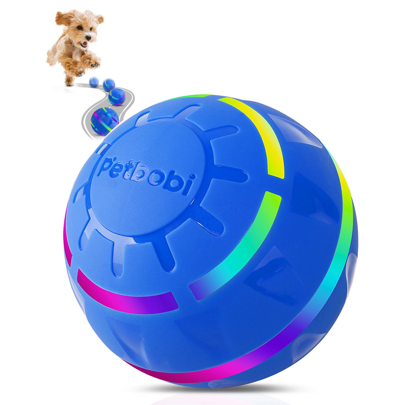 Petbobi Active Rolling Ball for Dogs - 2025 New Upgrade 2 Modes Interactive Dog Toys, USB Rechargeable Motion Activated Self Mov