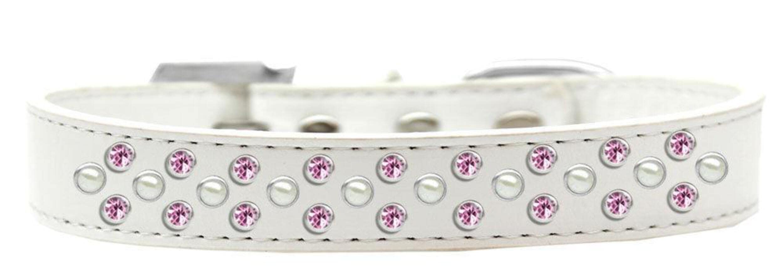 Mirage Pet Products Sprinkles Dog Collar with Pearl and Light Pink Crystals, Size 18, Aqua