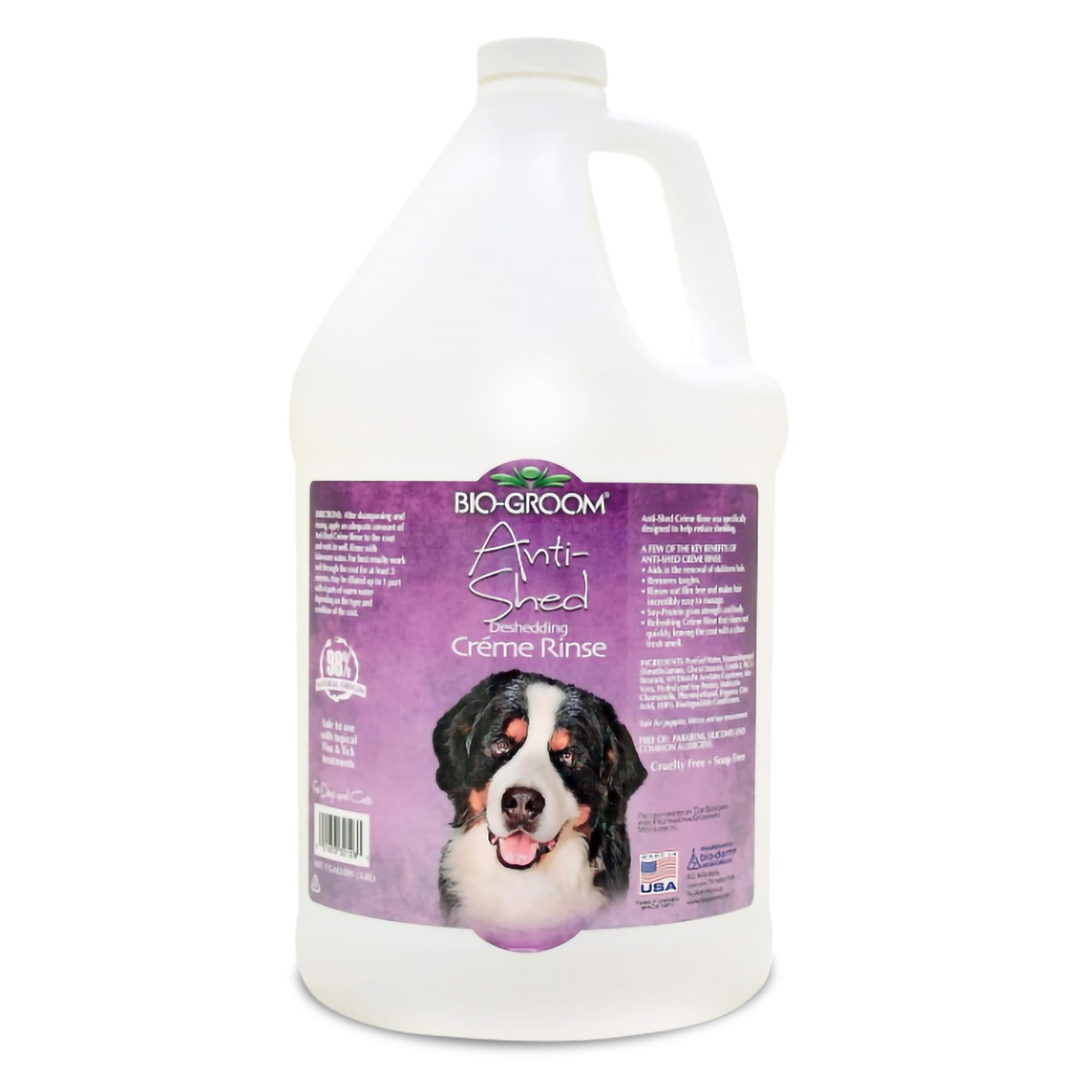 Bio-Groom Anti-Shed Deshedding Dog Conditioner - Odor Eliminating, Anti-Shedding, Dog Bathing Supplies, Puppy Wash, Cat & Dog Grooming Supplies, Cruelty-Free, Made In Usa, Dog Products - 1 Gallon