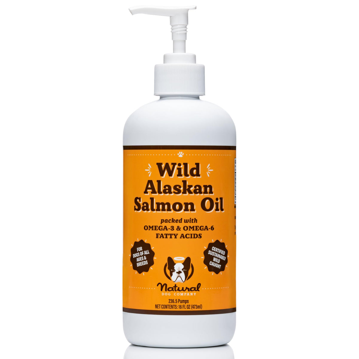 Natural Dog Company Pure Wild Alaskan Salmon Oil For Dogs (16Oz) Skin & Coat Supplement For Dogs, Dog Oil For Food With Essential Fatty Acids, Fish Oil Pump For Dogs, Omega 3 Fish Oil For Dogs