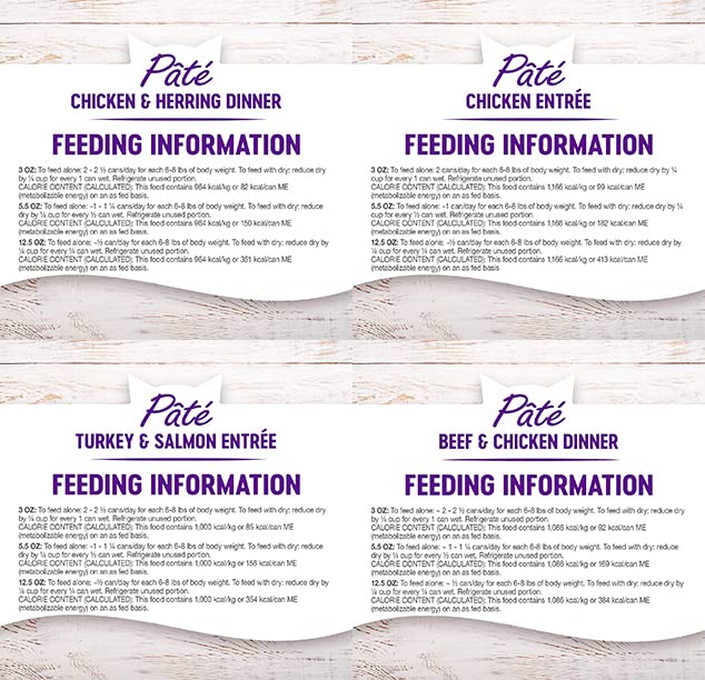 Wellness Natural Premium Canned Cat Wet Food Pate - 12 Pack Cans Variety Bundle Pack 4 Flavor - (Chicken,Beef, Salmon & Turkey)