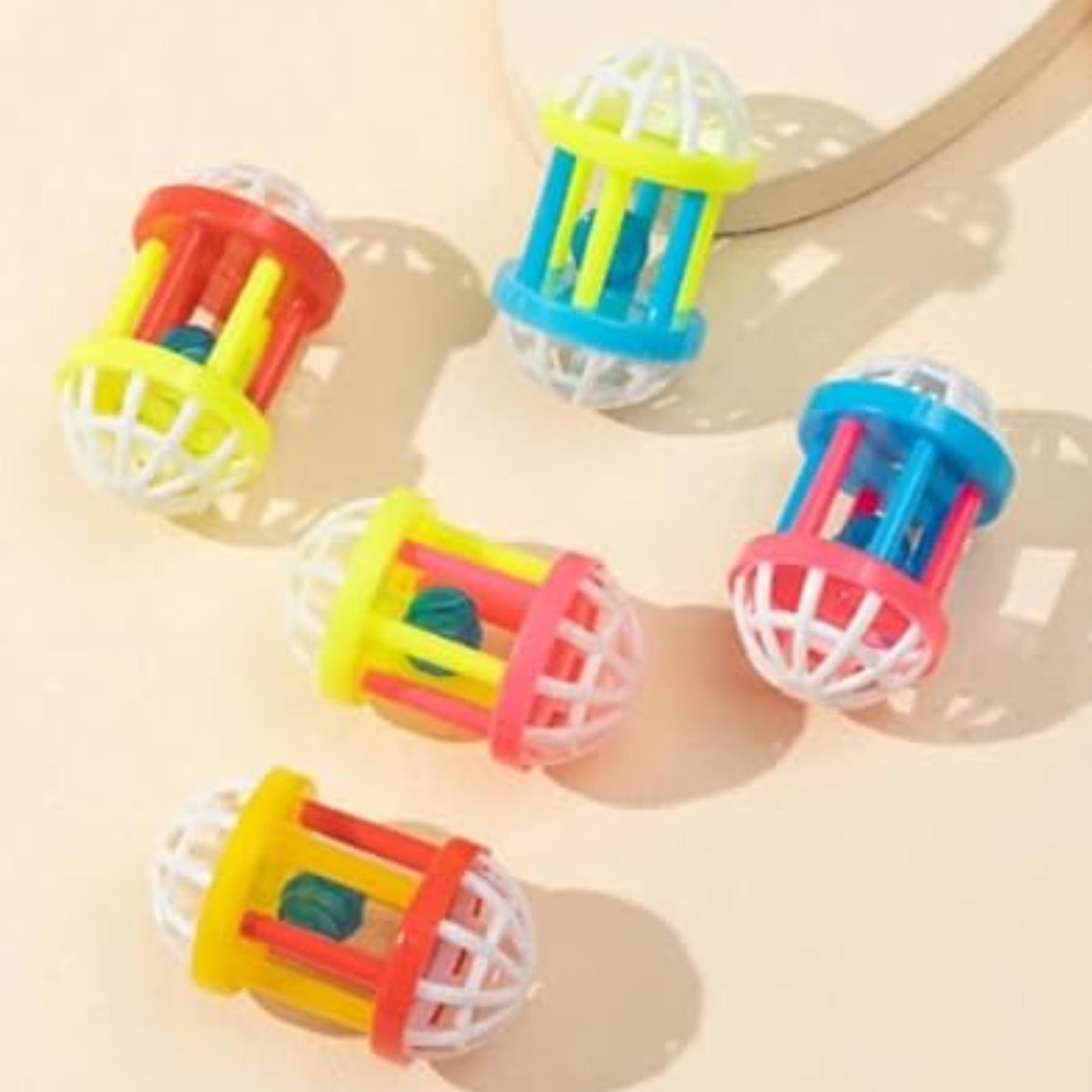 Psk Pet Mart Plastic Cat Toys Jingle Balls Pounce Chase Rattle Ball Toys Random Color 2 Pcs Jingle Bell