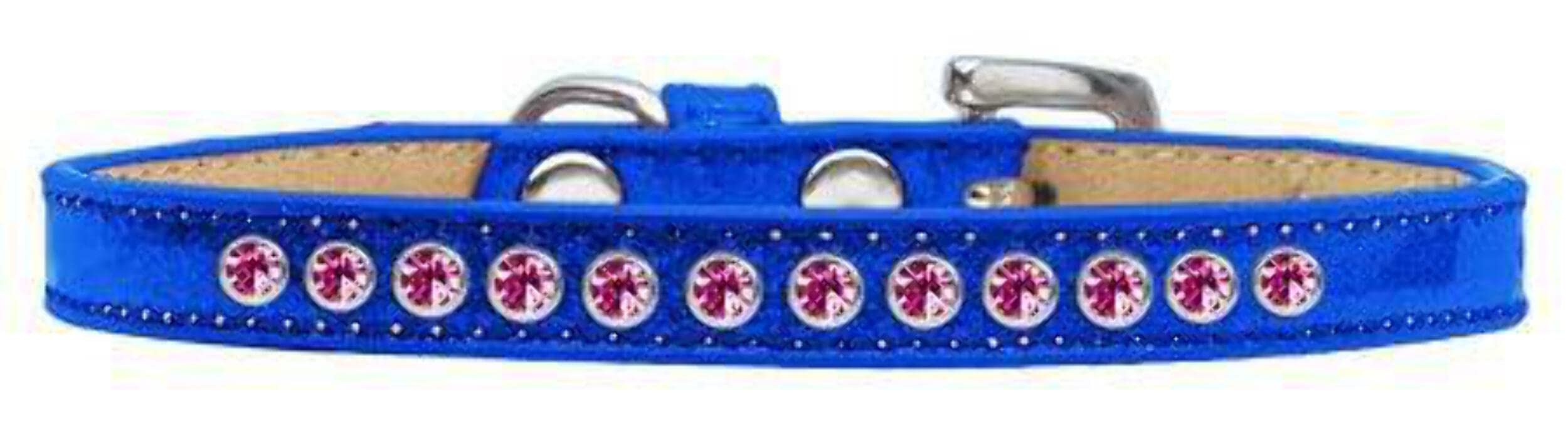 Mirage Pet Products Bright Pink Crystal Silver Puppy Dog Ice Cream Collar Size 14