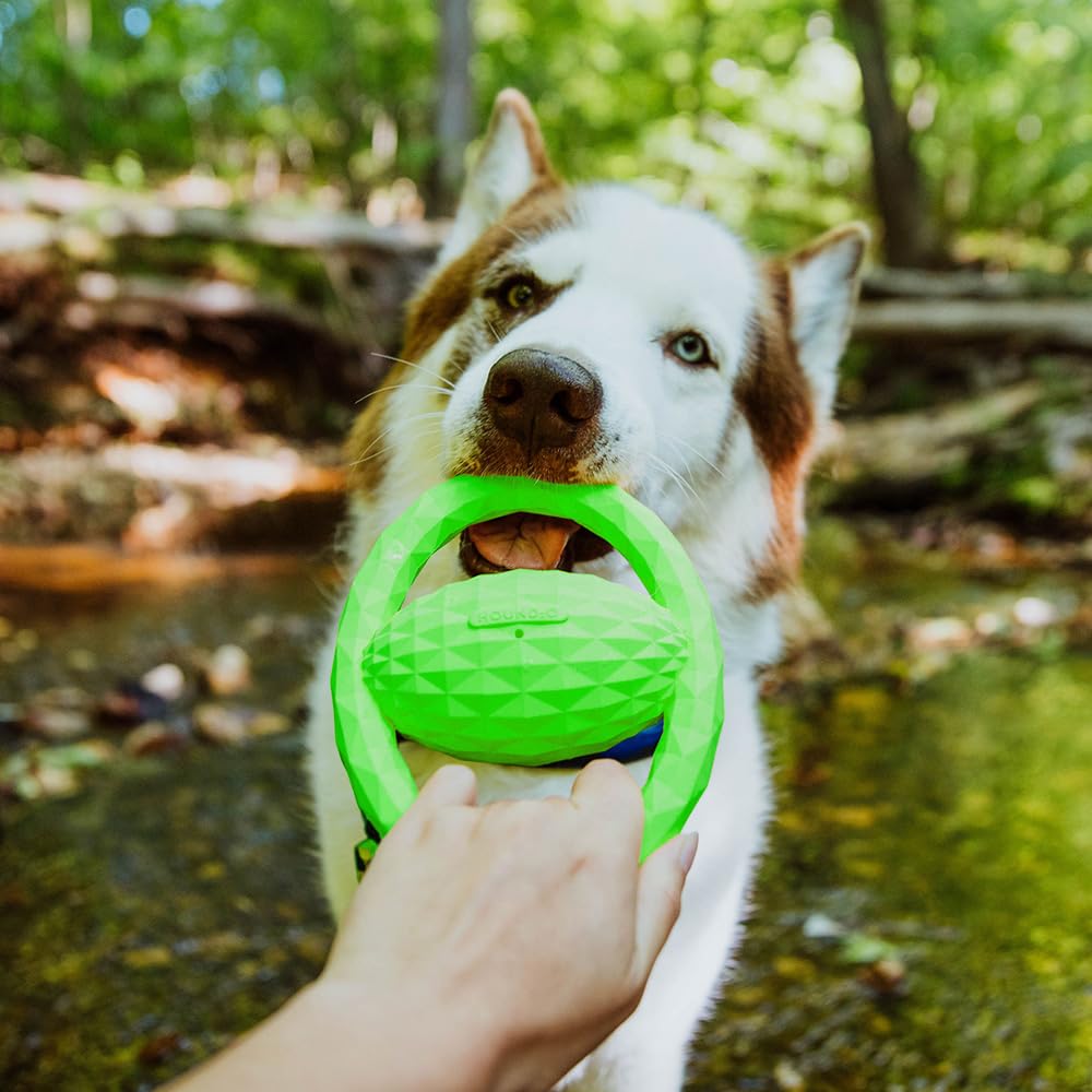 Hound2O Dog Chew Toys - Squeaky Tug Ball, Green - Tough, Engaging, & Interactive Chew Toys - Chew, Chase, & Fetch - Durable Mate