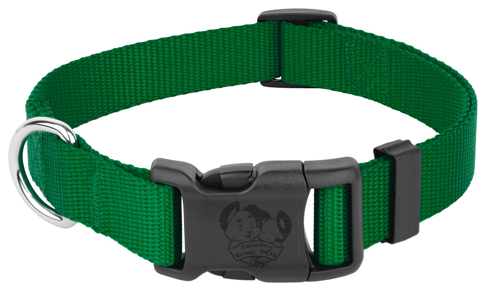 Country Brook Petz - 33 Vibrant Colors - American Made Deluxe Nylon Dog Collar With Buckle (Medium, 3/4 Inch, Christmas Green)