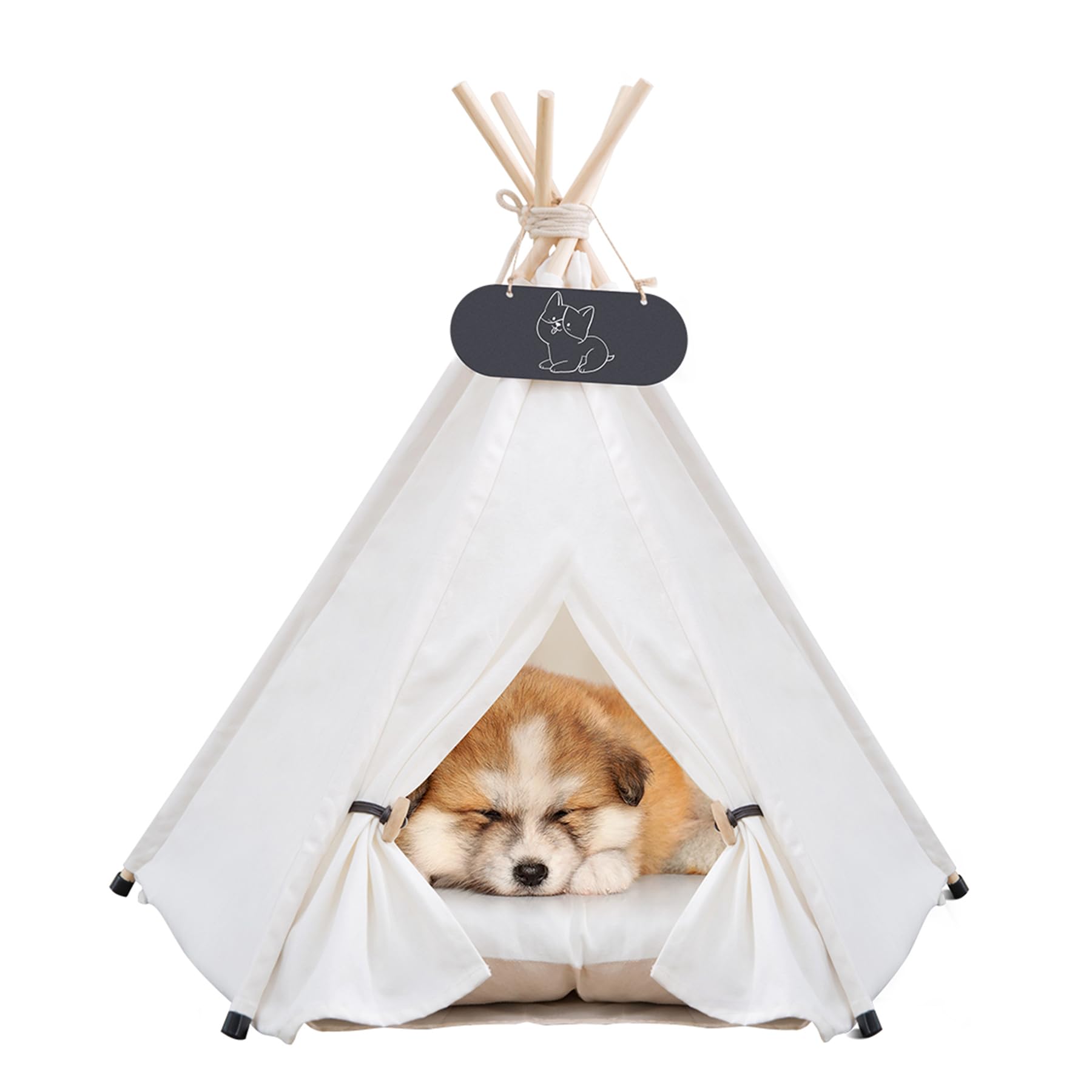Mooipet Pet Teepee Tent for Dogs & Cats Dog Bed with Thick Cushion Puppies Play House Removable and Washable