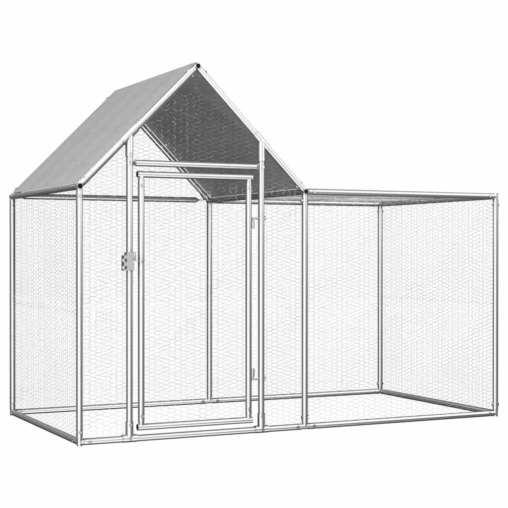 vidaXL Galvanized Steel Chicken Coop - Weatherproof Outdoor Hen/Duck/Goose House - Durable - Poultry Shelter with Lockable Door 