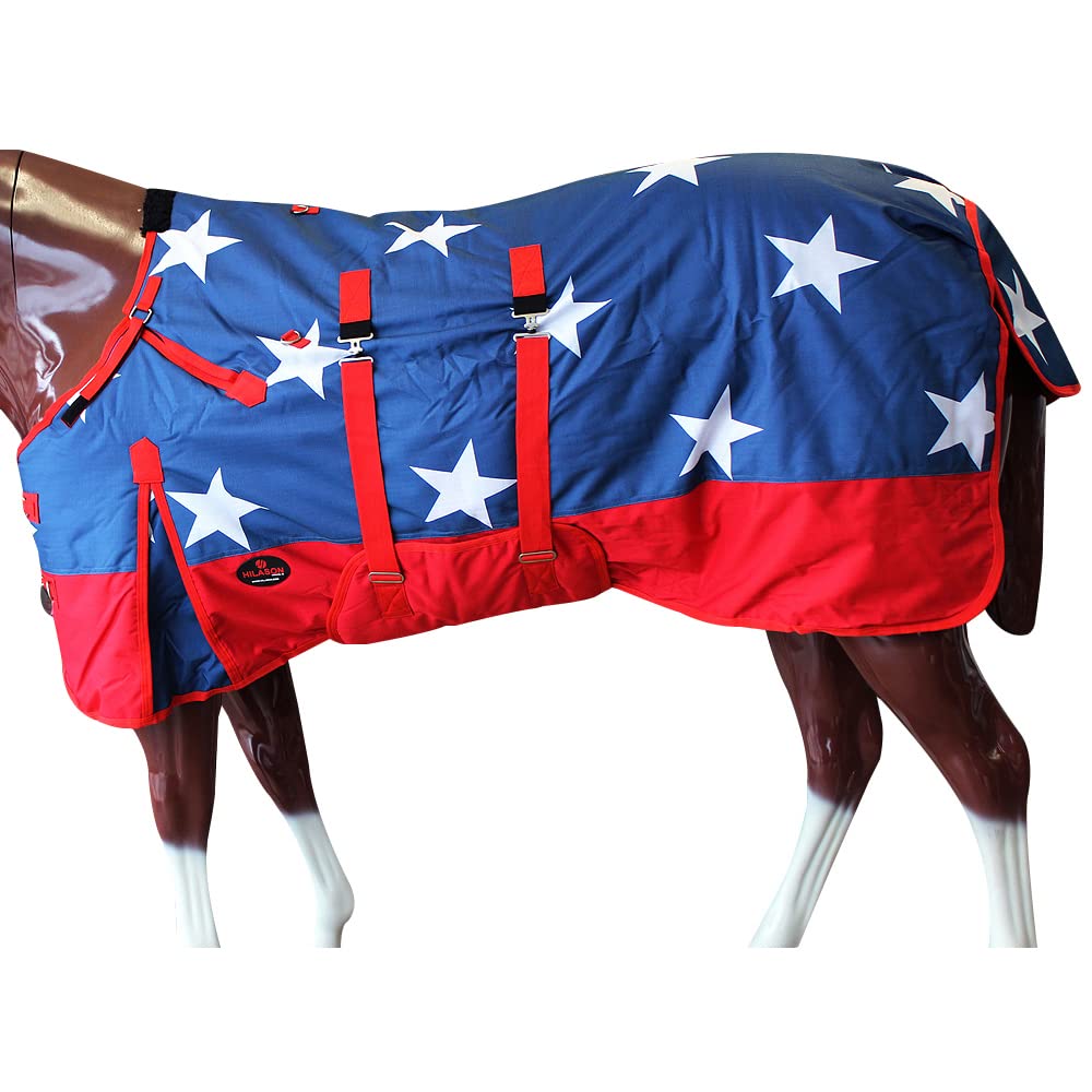 American Flag 80 in HILASON 1200D Winter Waterproof Poly Horse Turnout Blanket Belly Wrap