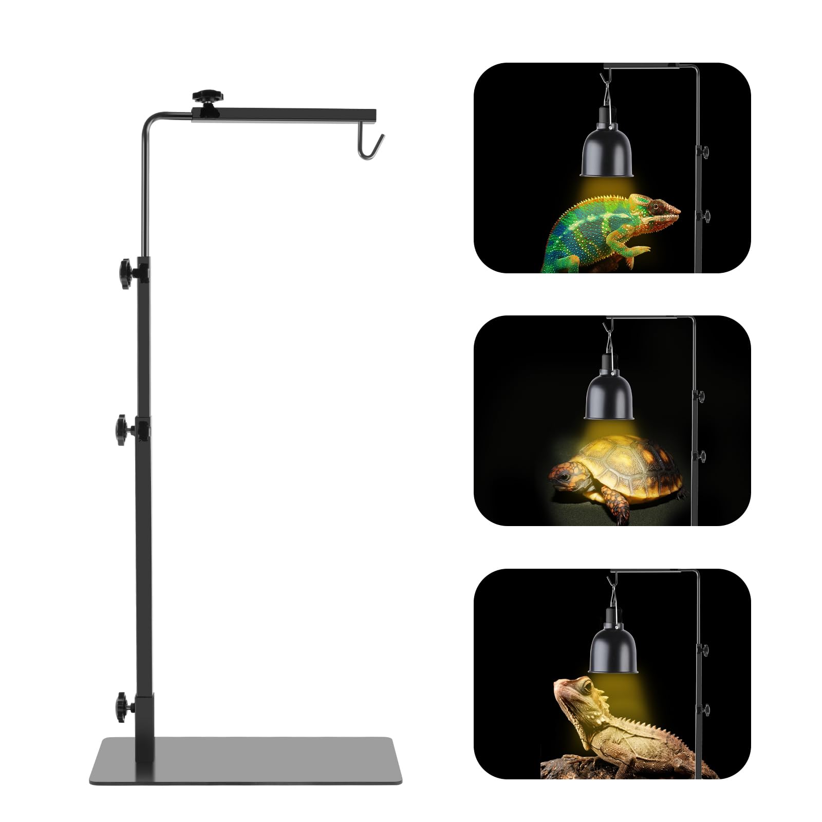Repti Home Reptile Lamp Stand, Adjustable 14-32 Inch Heat Lamp Stand, Reptile Light Stand Holder Lamp Hanging Bracket Metal Supp