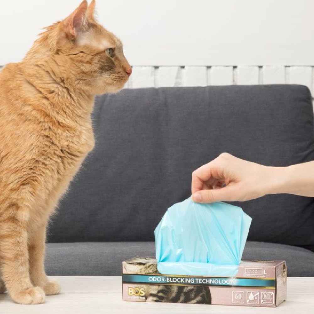 Best Odor-Sealing Cat Poop Bags, Bos For Pet Waste & Kitty Litter - Disposal Bags - Scent & Smell Free (60 Bags) [Size: L, Color