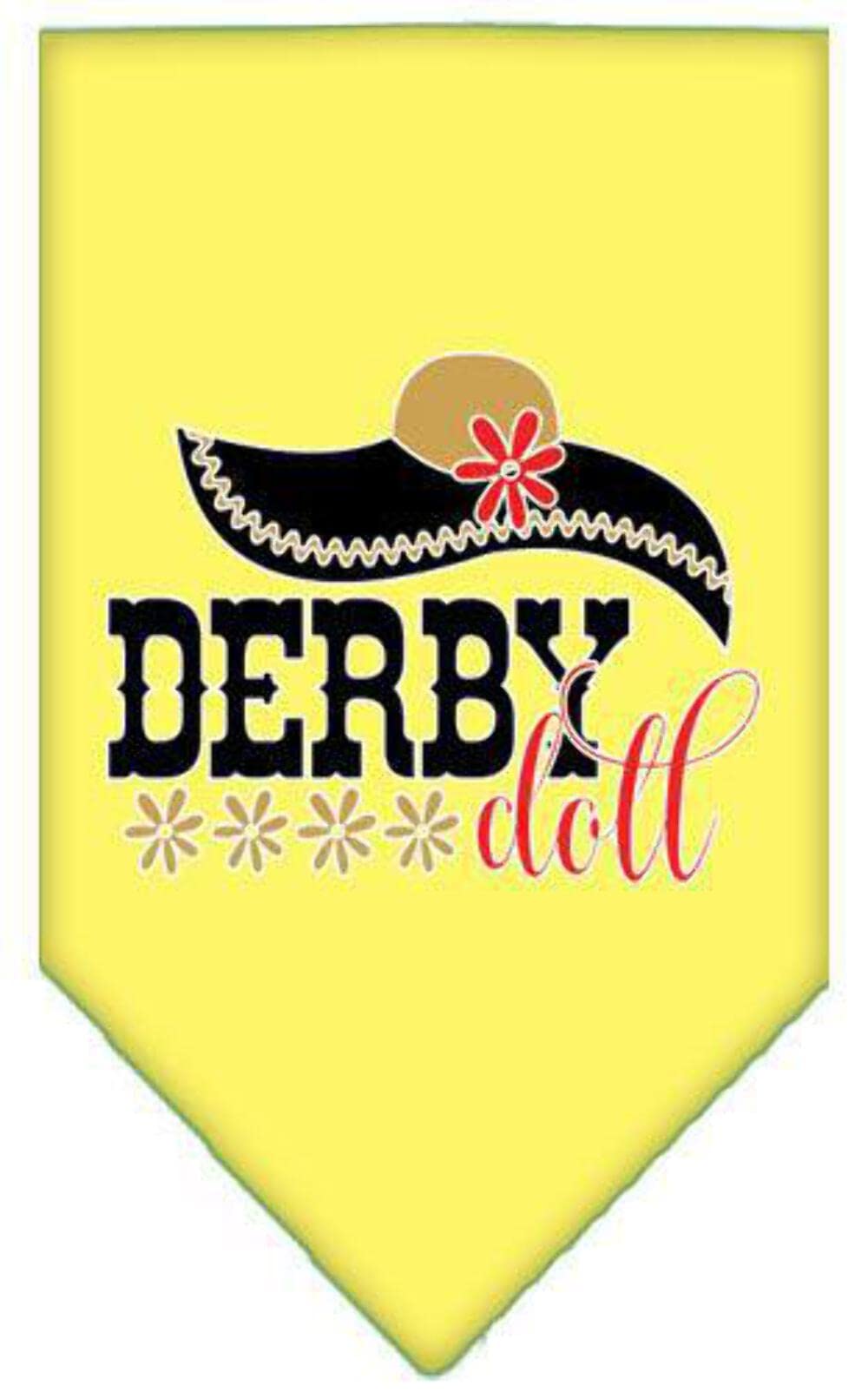 Pet and Dog Bandana Screen Printed, &quot;Derby Doll&quot; Yellow Small