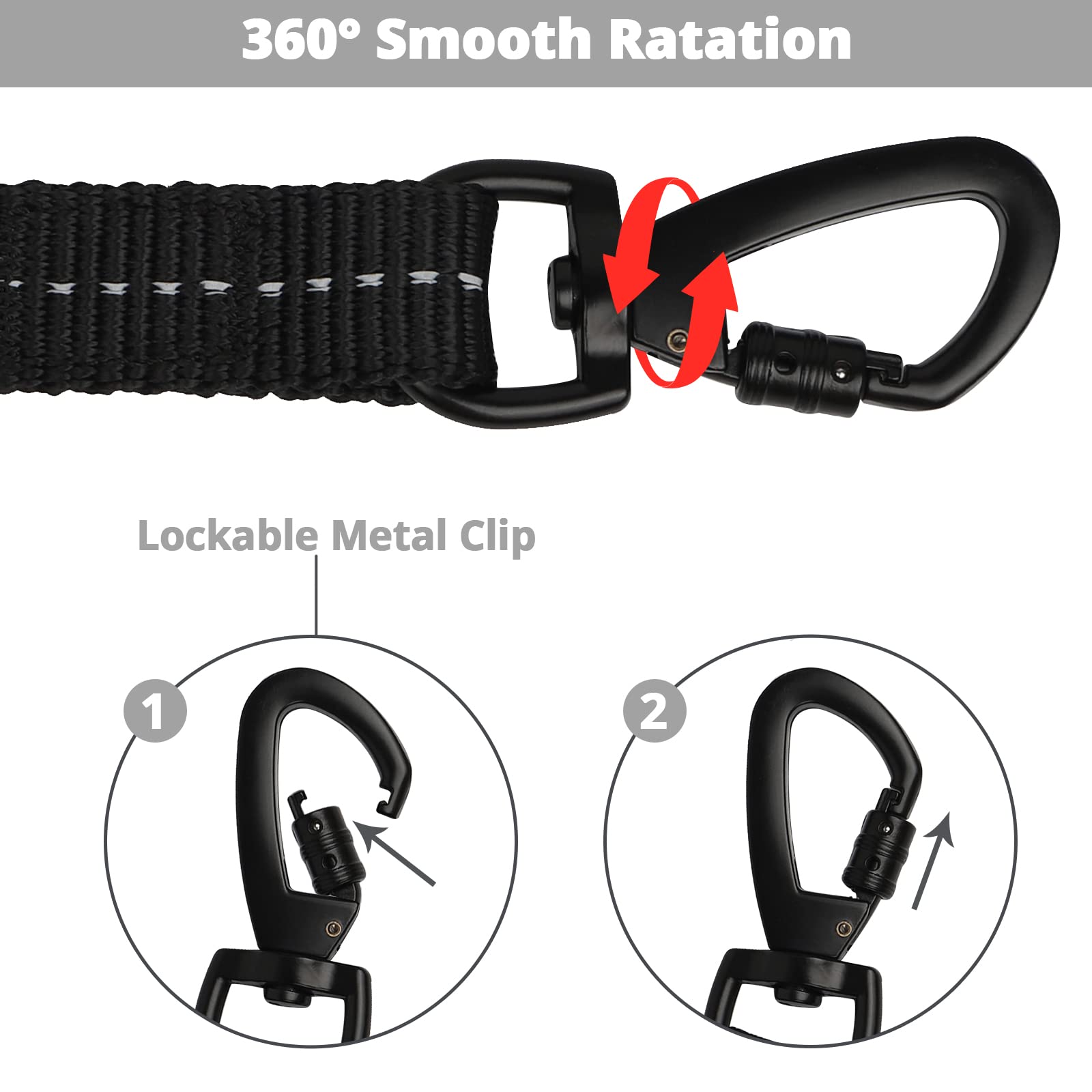 Dog Leash - 3/4/5/6/10/15/20/30/50/100/150Ft Heavy Duty Leash With Swivel Lockable Hook And,Reflective Threads Bungee Dog Leash Comfortable Padded Handle For Walking For Small Medium Large Dog