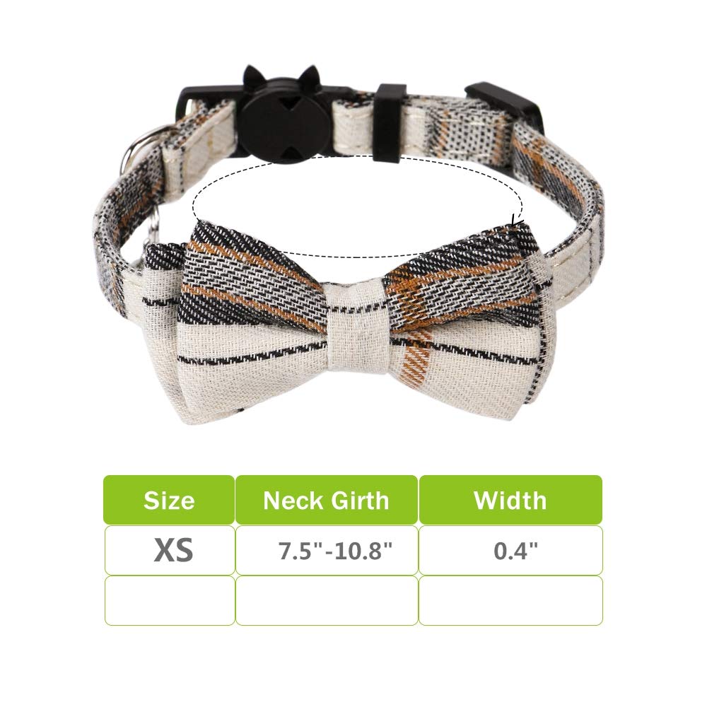 Faleela Breakaway Cat Collar With Bells - 2 Pack Cat Collar With Bells, Cat Collars With Bandana, Accessories For Pet Collars, Adjustable For Cats And Small Dogs (Beige+Brown)
