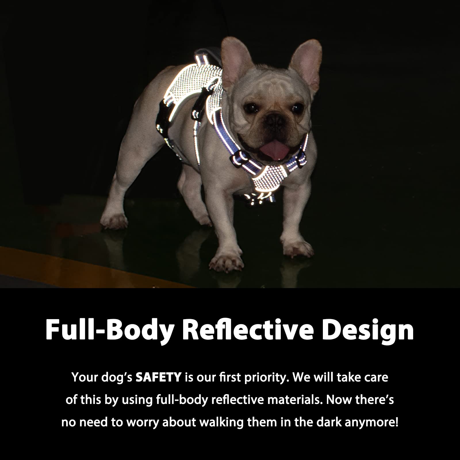 Dog Harnesses Escape Proof, Escape Artist Harness, Fully Reflective Harness With Padded Handle, Breathable,Durable, Adjustable Vest For Large Dogs Walking,Training,And Running Gear(Technicolor Blue,L)