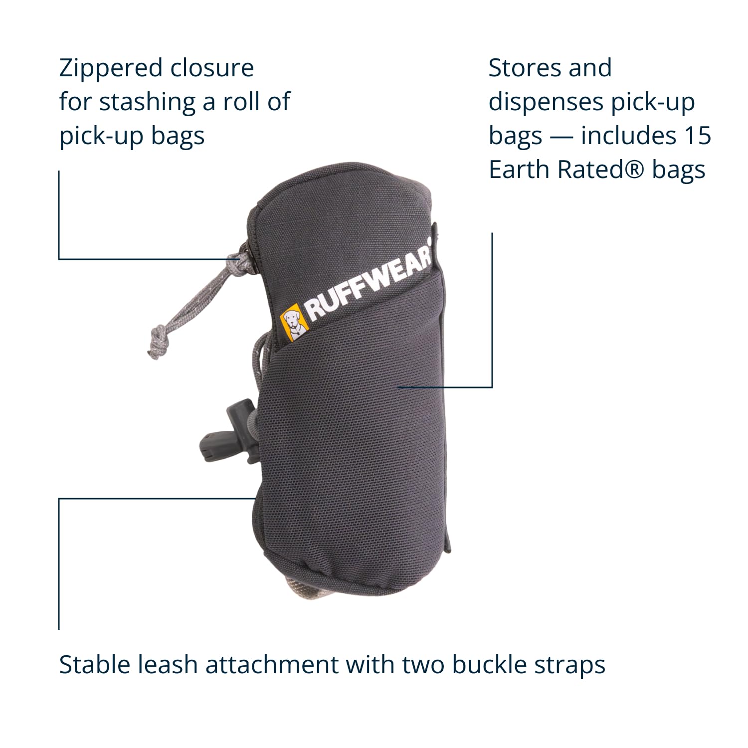 Ruffwear, Stash Bag Mini Pickup Bag Dispenser For Dog Owners, Basalt Gray