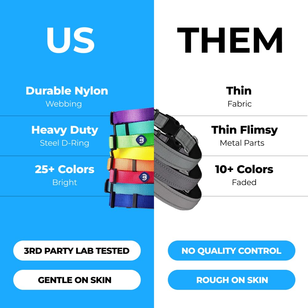 Blueberry Pet Essentials Matching Medium Dog Collar & Key Holder Set | Adjustable Classic Solid Color Nylon Dog Collars For Medi