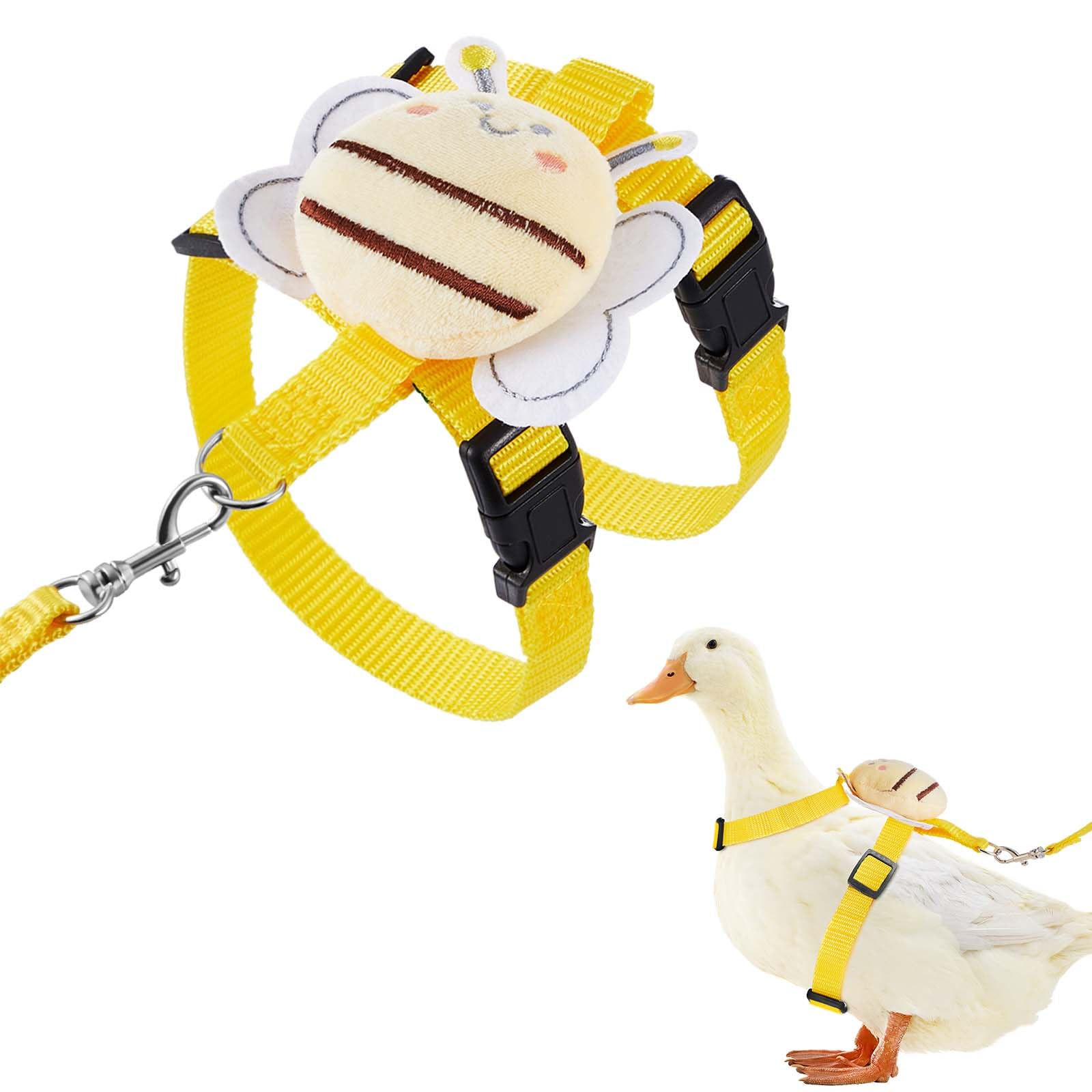 SilTriangle Duck Harness Leash Set Duck Harness and Leash for Real Ducks Adjustable Walking Rope Pet Cute Pattern Outdoor Tracti