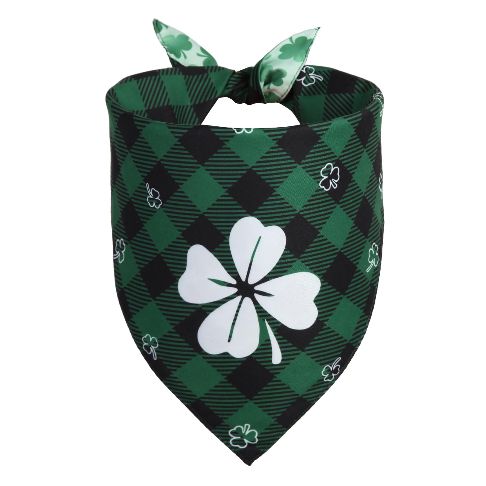 QUQULE St. Patrick's Day Dog Bandana Small 1PCS, Green Scarf for Boy and Girl, Durable Triangle Reversible Bibs Handkerchief for
