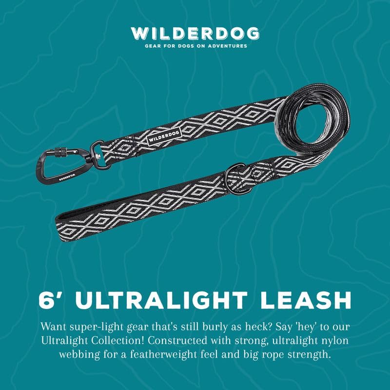Wilderdog Ultralight Leash Series For Dogs 6 Ft Long And Only 3.75 Oz With Swiveling, Locking Carabiner Attachment And Lightly P