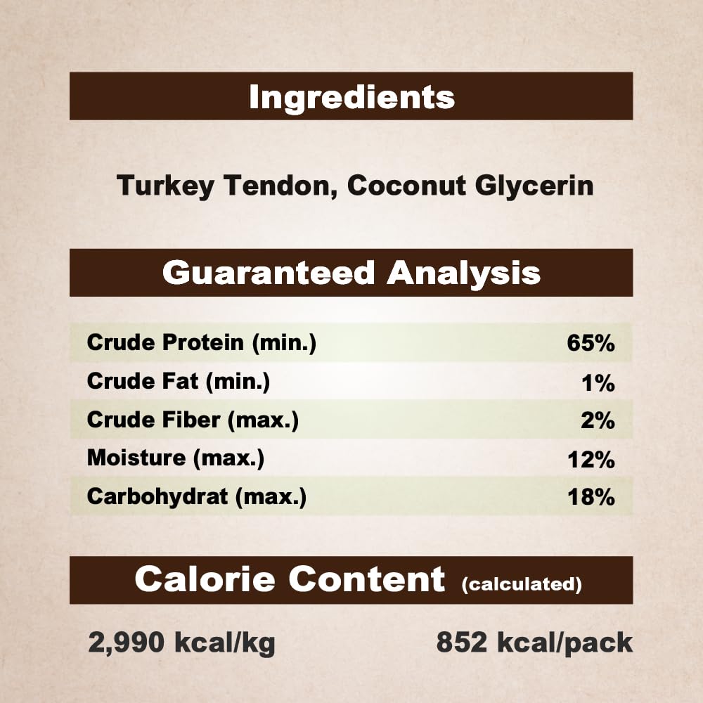 Afreschi Natural Turkey Tendon Ring (L) 10 oz, Turkey Sourced from USA, All Natural Puppy Chew, Hypoallergenic, Rawhide Alternat