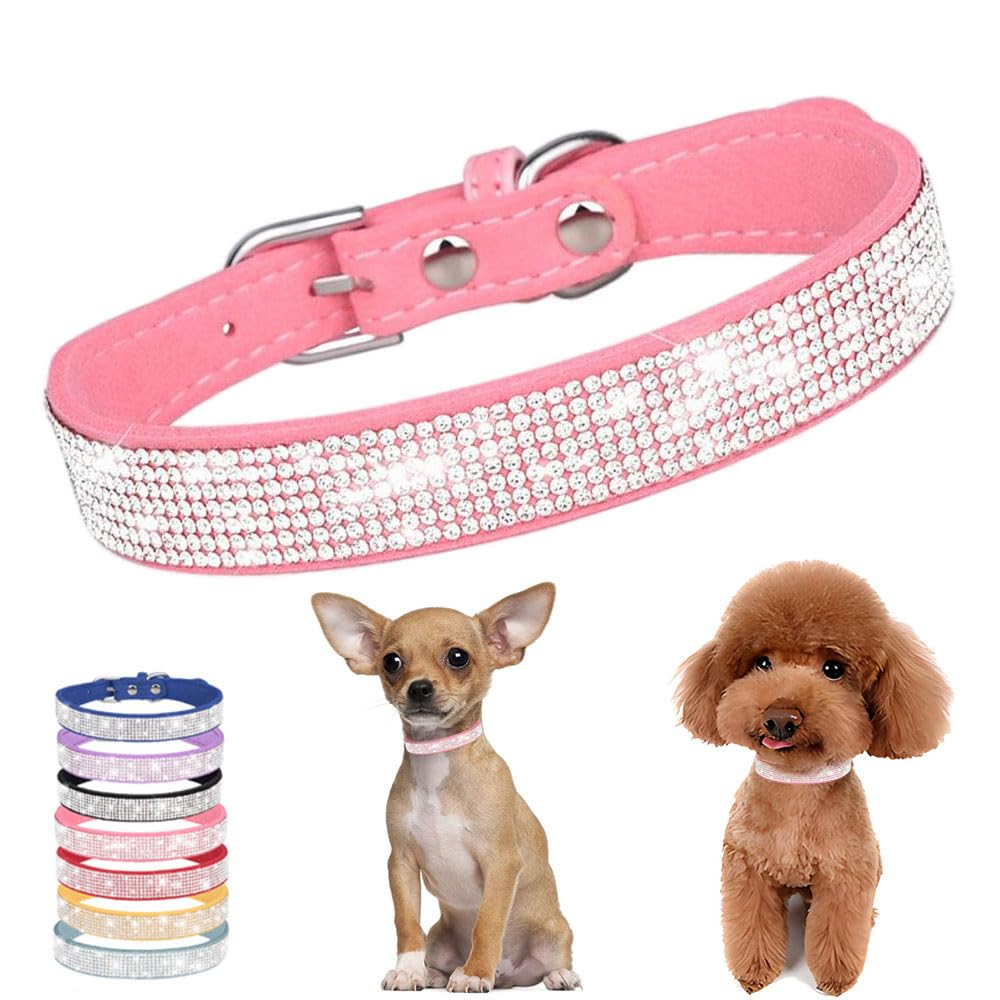 Rhinestone Dog Collar For Large Dogs,Pink Dog Collars Bling Diamond Cute Sparkly Jewelry Cat Collar For Xs Small Medium Large Gi