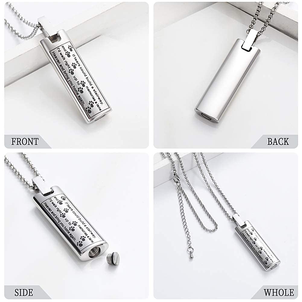 Hearbeingt Cremation Jewelry Urn Necklace For Ashes, Pet Paw Print Memorial Pendant For Dog Cat Ashes Keepsake Locket For Men For Women