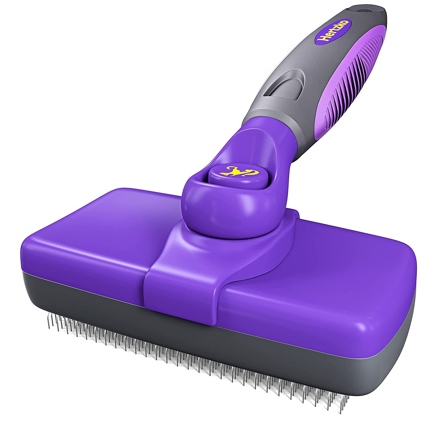 Hertko Dog & cat Brush, Dog Brush for Shedding, cat & Dog grooming, Self cleaning Slicker Brush for Pets, grooming Brushes for L