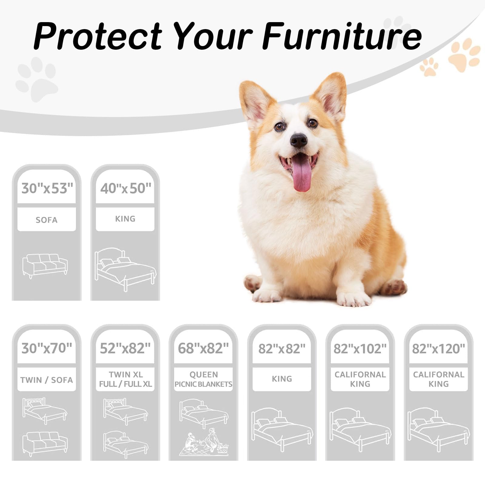 hyha Waterproof Dog Bed Blanket, Soft Pet Blankets, Waterproof Couch Cover for Dogs, Reversible Sofa Covers Washable for Furnitu