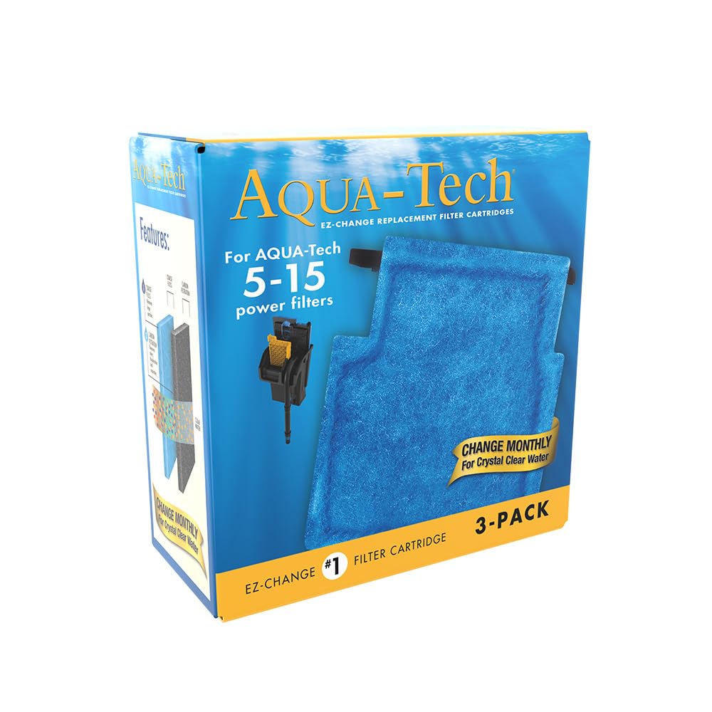 AQUA-TECH EZ-Change No.1 Aquarium Filter Cartridge 3-Pack for 5-15 Power Filters