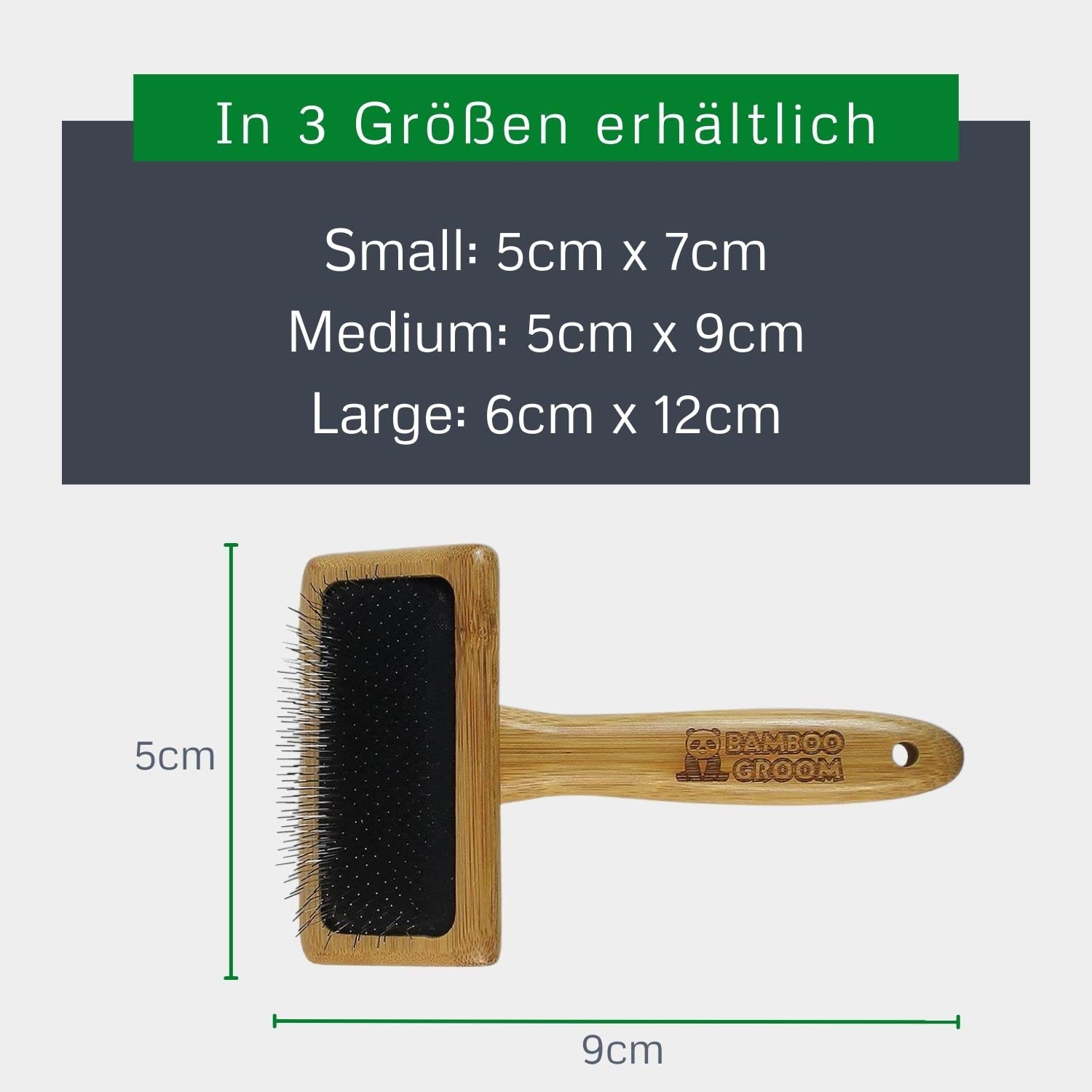 Bamboo Groom Slicker Brush With Stainless Steel Pins For Pets, Medium
