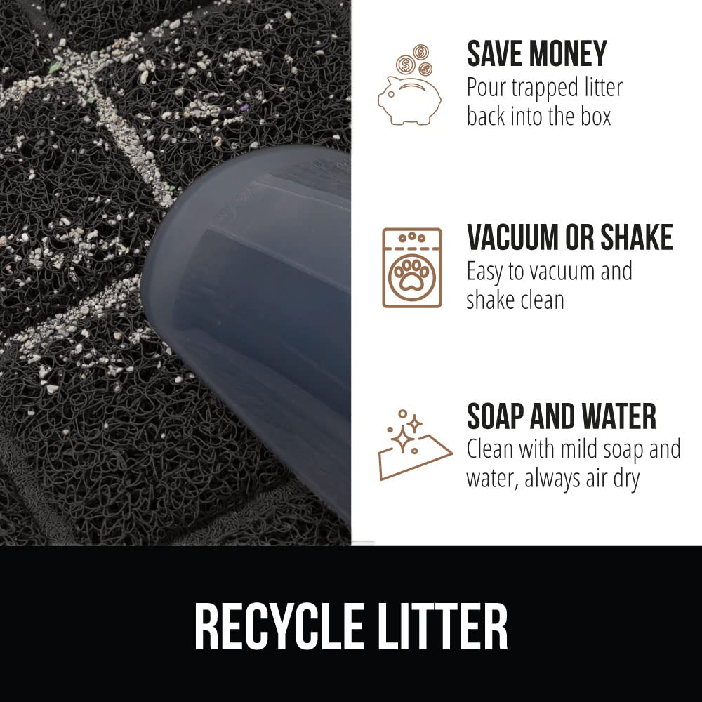 Gorilla Grip Thick Cat Litter Trapping Mat, 24X17, Less Waste, Traps Mess From Box For Cleaner Floors, Stays In Place For Cats, Soft On Kitty Paws, Easy Clean, Small Size, Durable Backing, Black