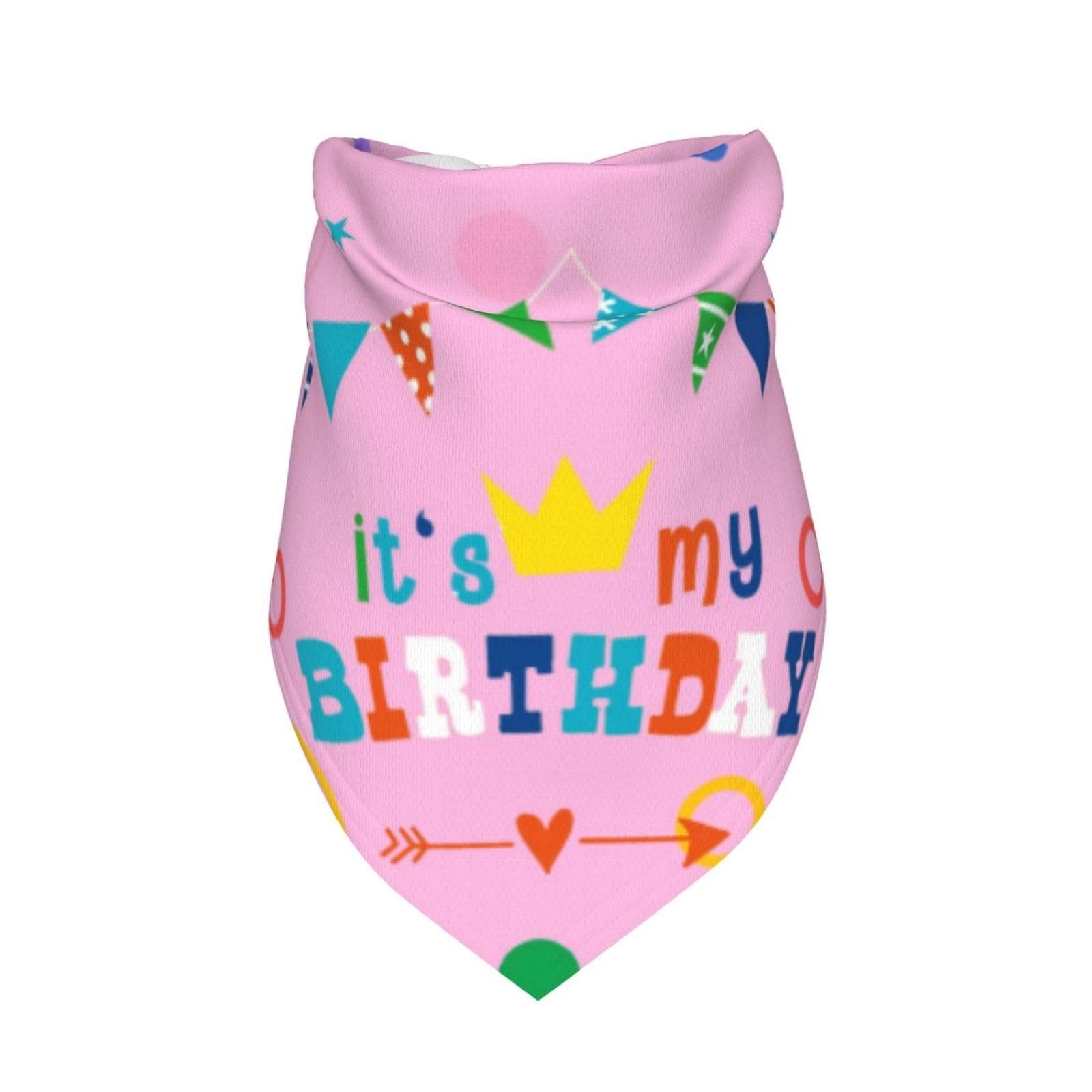 It'S My Birthday Pink Dog Bandana Scarf Triangle Bibs Pet Accessories Cat Kerchief