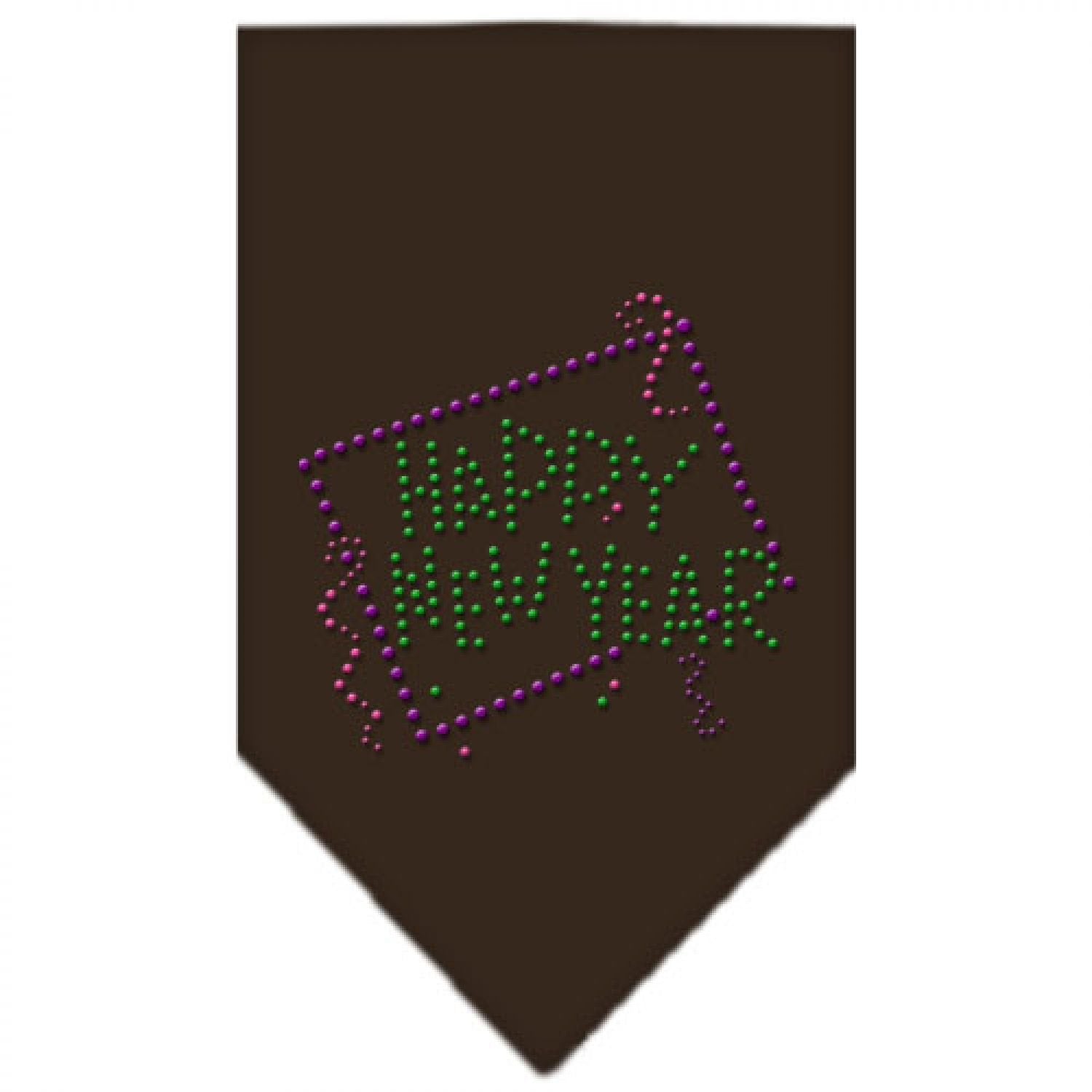Mirage Pet Products Happy New Year Rhinestone Bandana, Large, Cocoa