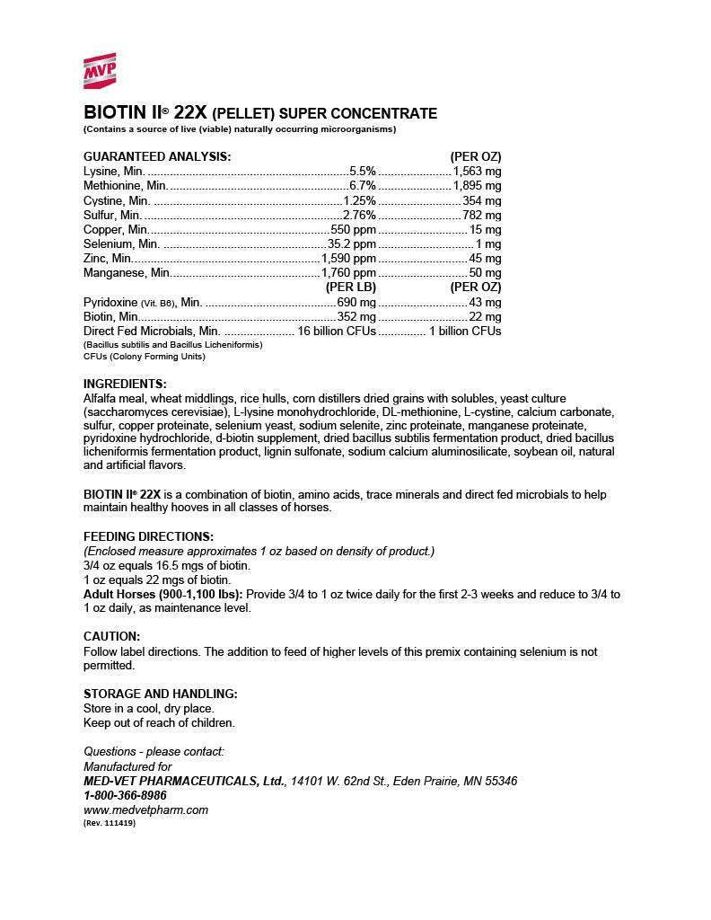 MVP Biotin II 22X (5lb) Hoof Supplement for Horses
